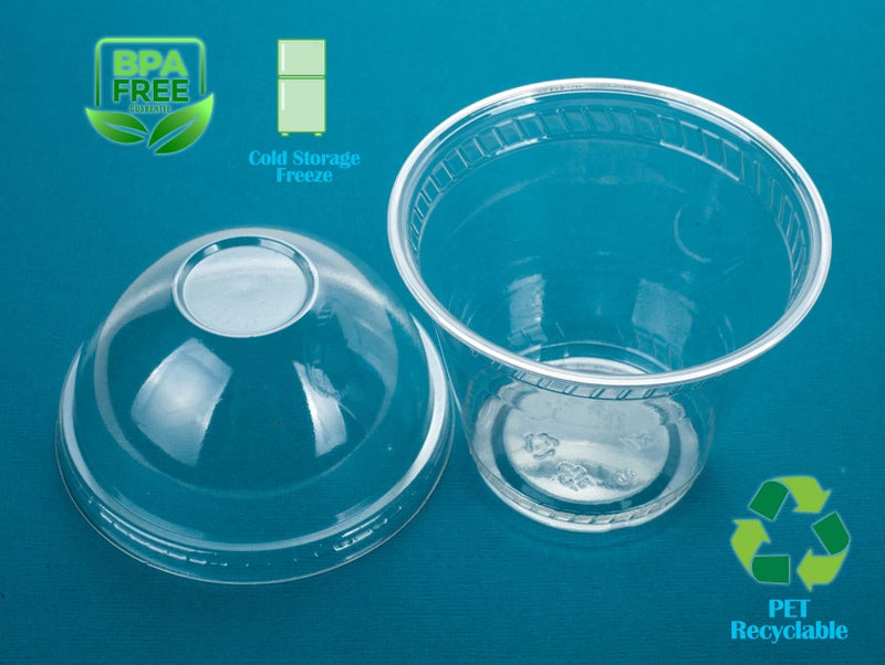 Golden Apple Cup series, 9oz Clear Plastic cups with Dome lids no hole 50sets, BPA Free - Image 3